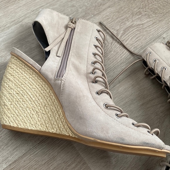 Rebecca Minkoff Elle Suede Lace Up Heeled Espadrilles - Picture 6 of 16